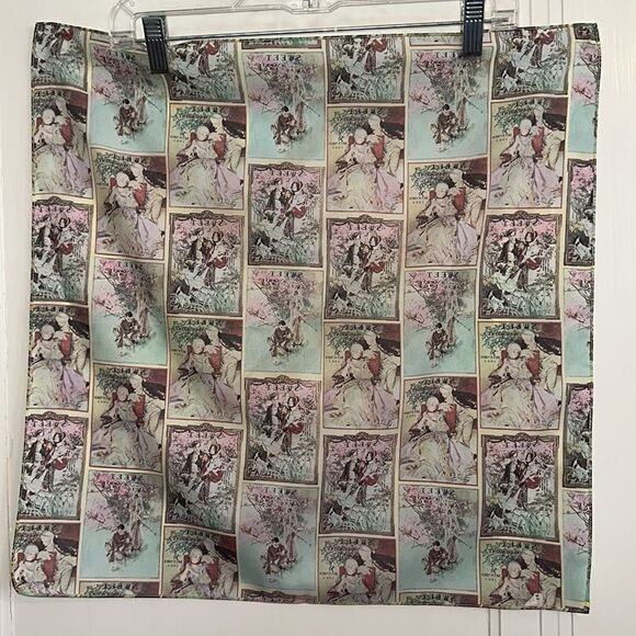Vtg Renaar-Hollyvogue square polyester scarf with early 1900s pictures or ads - Picture 10 of 12